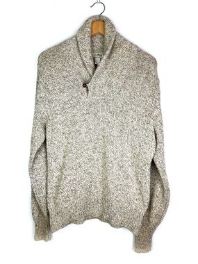 Vintage L.L. Bean Wool Blend Shawl Collar Fisherman Sweater USA size medium